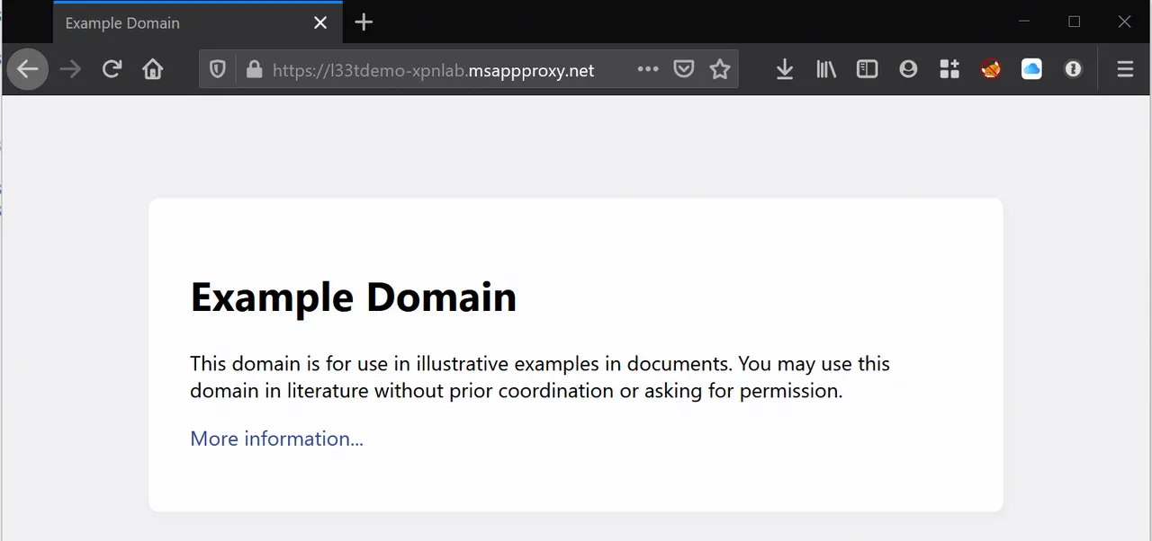 Response from Application Proxy rendered to user